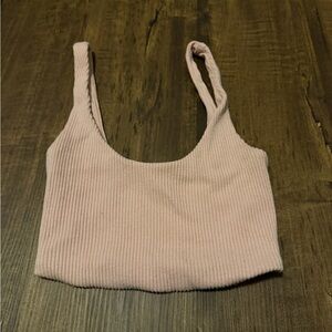 Forever 21 Ribbed Scoop Crop Tank - Pale Pink